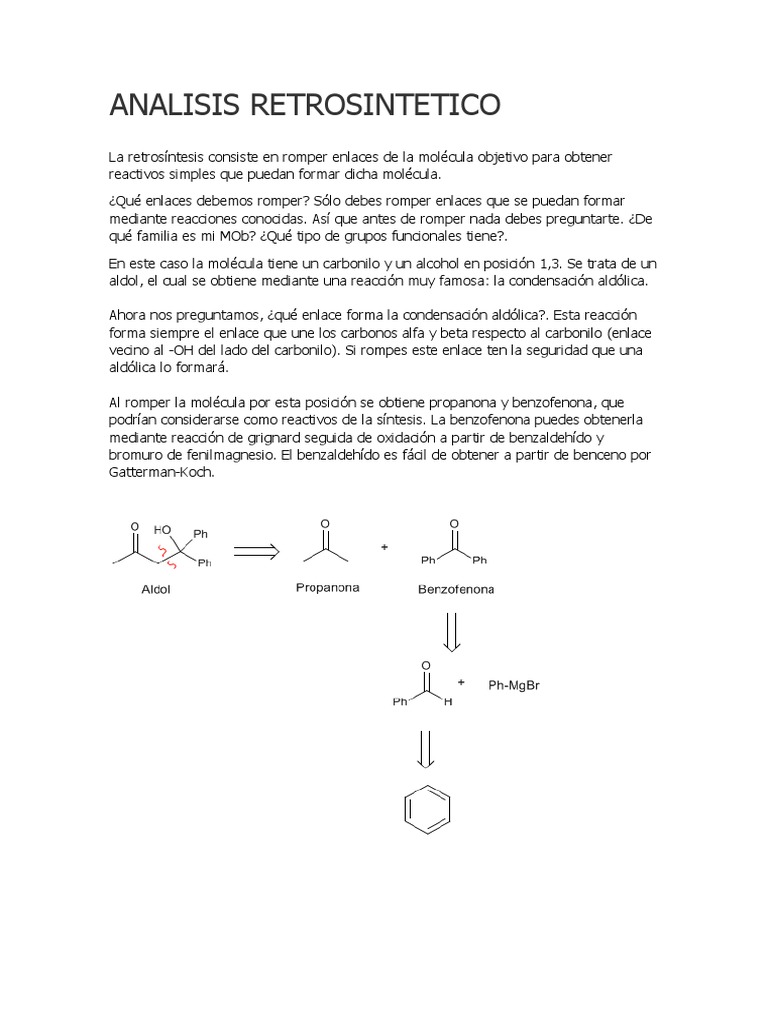 Analisis Retrosintetico PDF Compuestos químicos Procesos unitarios