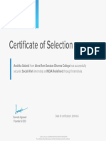 Social Work - Internship - Certificate PDF