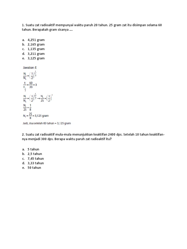 Soal Waktu Paruh