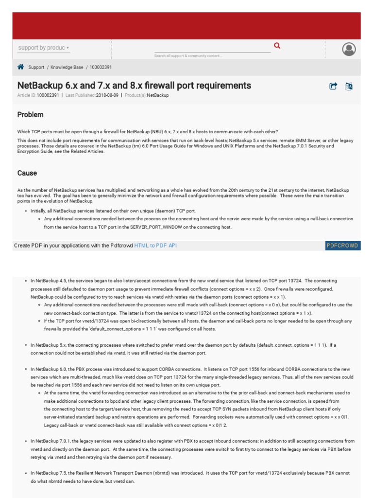 NetBackup Firewall Port Requirements | PDF | Port (Computer Networking ...