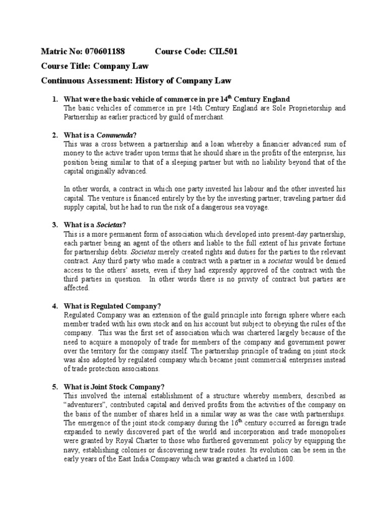 History of company law 1 pdf partnership stocks