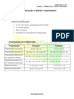 Multiplicação e Divisão. Propriedades - Ficha Informativa