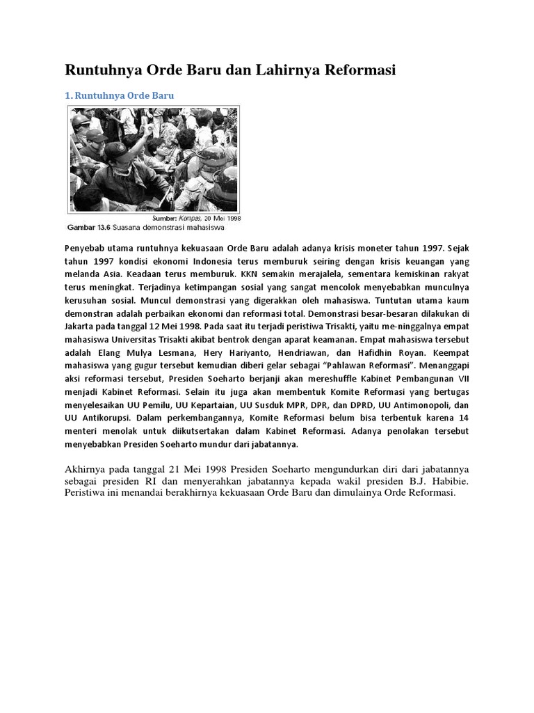 Penyebab Utama Runtuhnya Kekuasaan Orde Baru Adalah Cara Golden