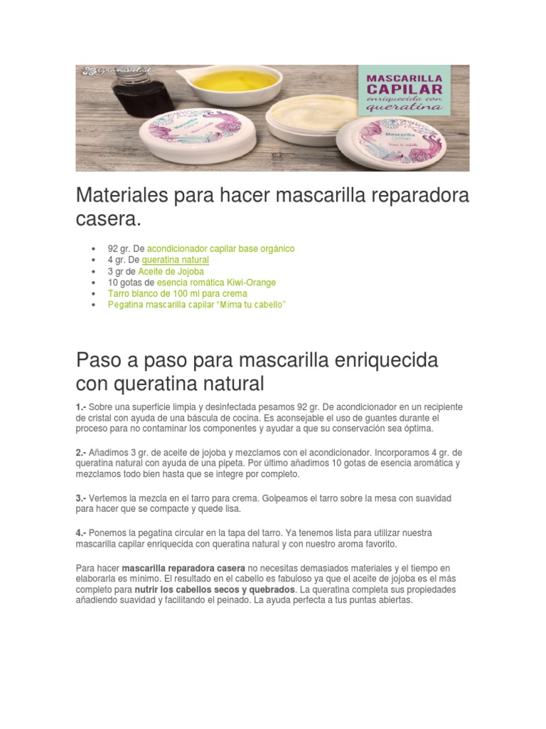 excursionismo Preparación detective Materiales para Hacer Mascarilla Reparadora Casera | PDF