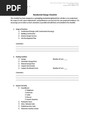 Residential Design Checklist