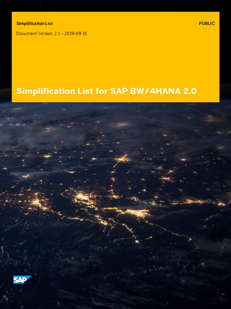 SAP BW4HANA 20 Simplification List2019 PDF Sap Se Data Management