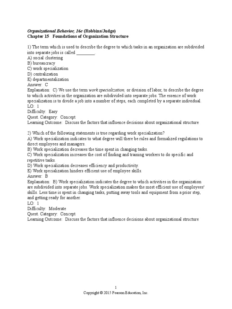 Chapter 15 | PDF | Organizational Structure | Division Of Labour