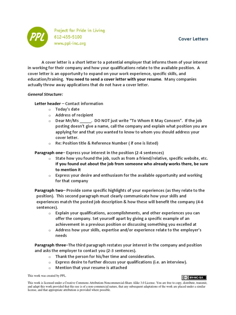 Cover Letter Template and Sample | PDF | Résumé | Psychological Concepts, image size:768x1024