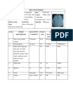 Bill of Materials for 5000-Piece Men's Long Sleeve Formal Shirt Order