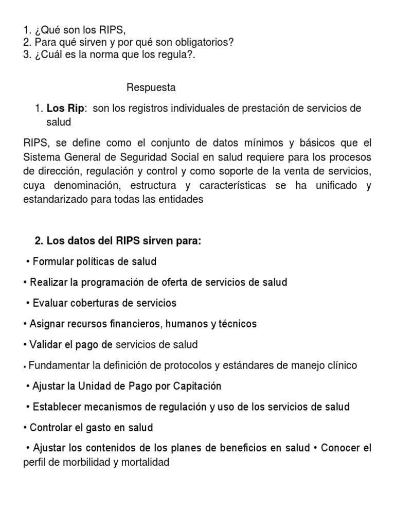 Importancia y regulación de los RIPS | PDF