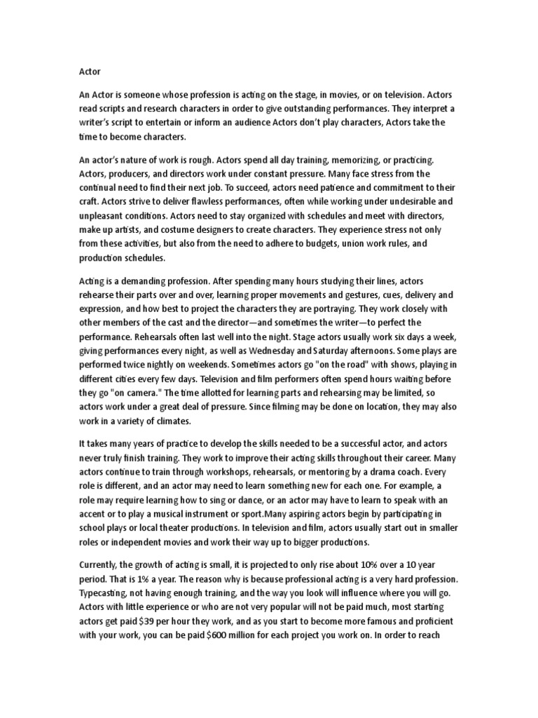 Actor Notes Pdf Actor