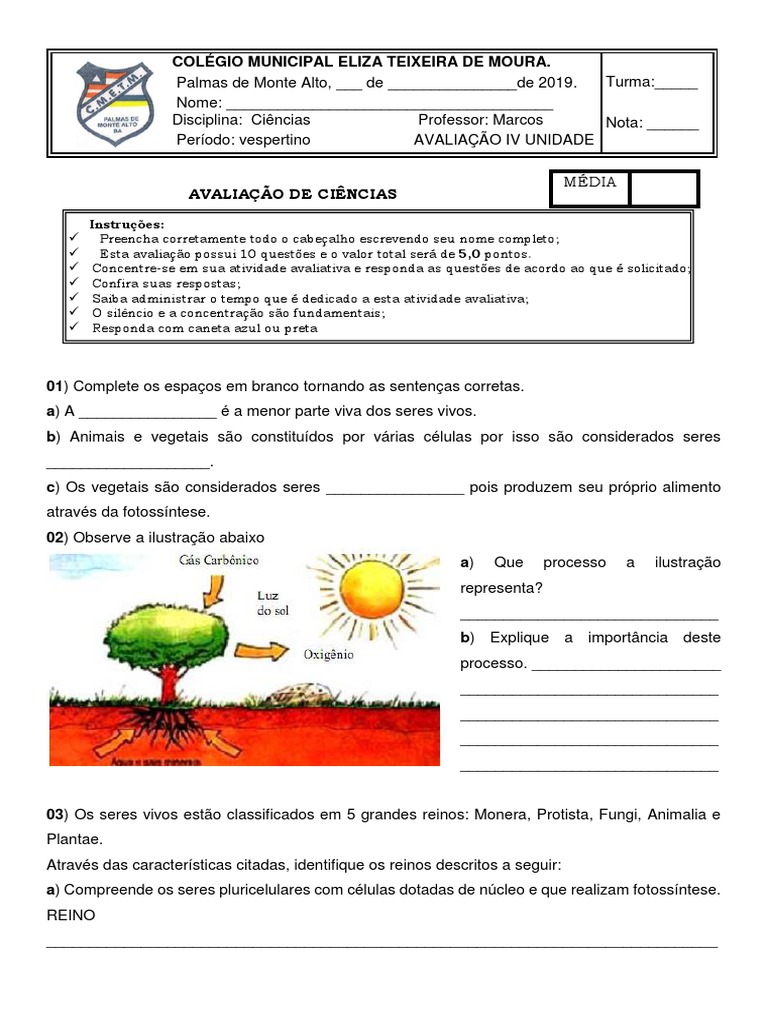 Ciencias 7º Ano | PDF | Célula (Biologia) | Plantas