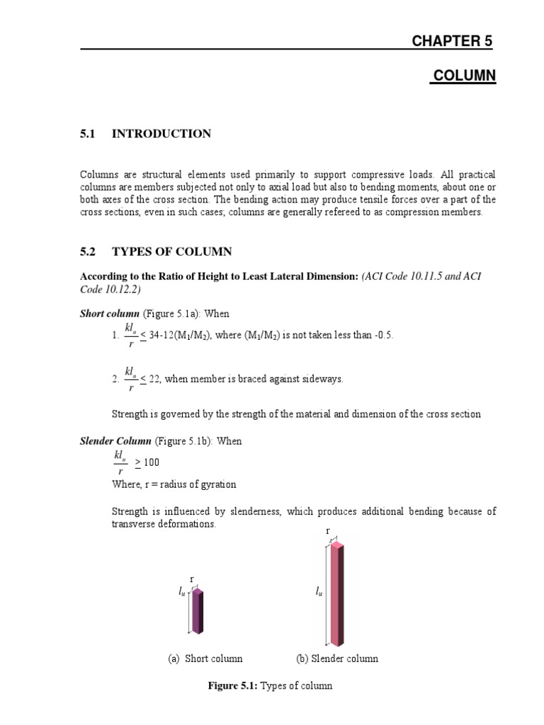 Types and Design of Structural Columns | PDF | Column | Bending