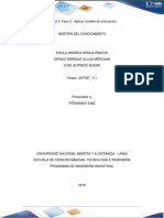 Unidad 3 Fase 3 Aplicar Modelo de Evaluación