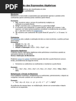 Expressões algebrigas 