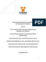 Curso de Especialização em Engenharia de Segurança Do Trabalho Aula 05 m1 d3 - Administração Aplicada À Engenharia de Segurança Do Trabalho PDF