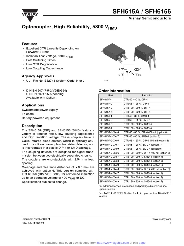 High Reliability Optocouplers for Isolated Signal Transmission with