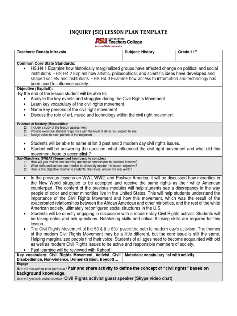 Inquiry Base Lesson Plan Revised | PDF | Critical Thinking | Teachers