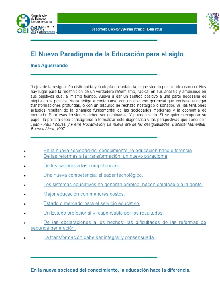 El Nuevo Paradigma de La Educacion para El Siglo XXI | PDF ...
