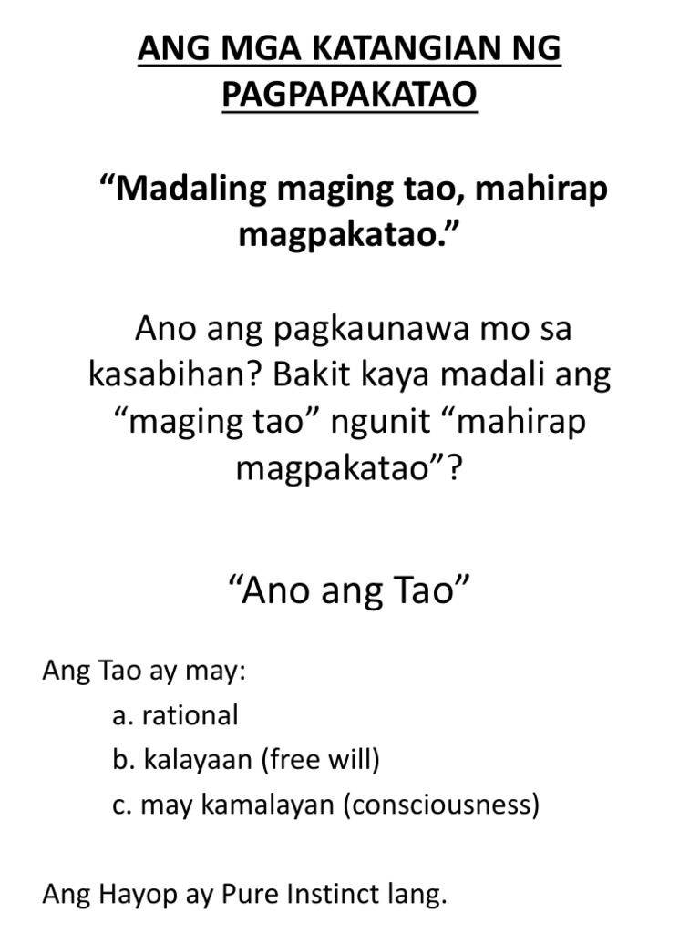 Modyul 1 Katangian Ng Pagpapakatao Pdf