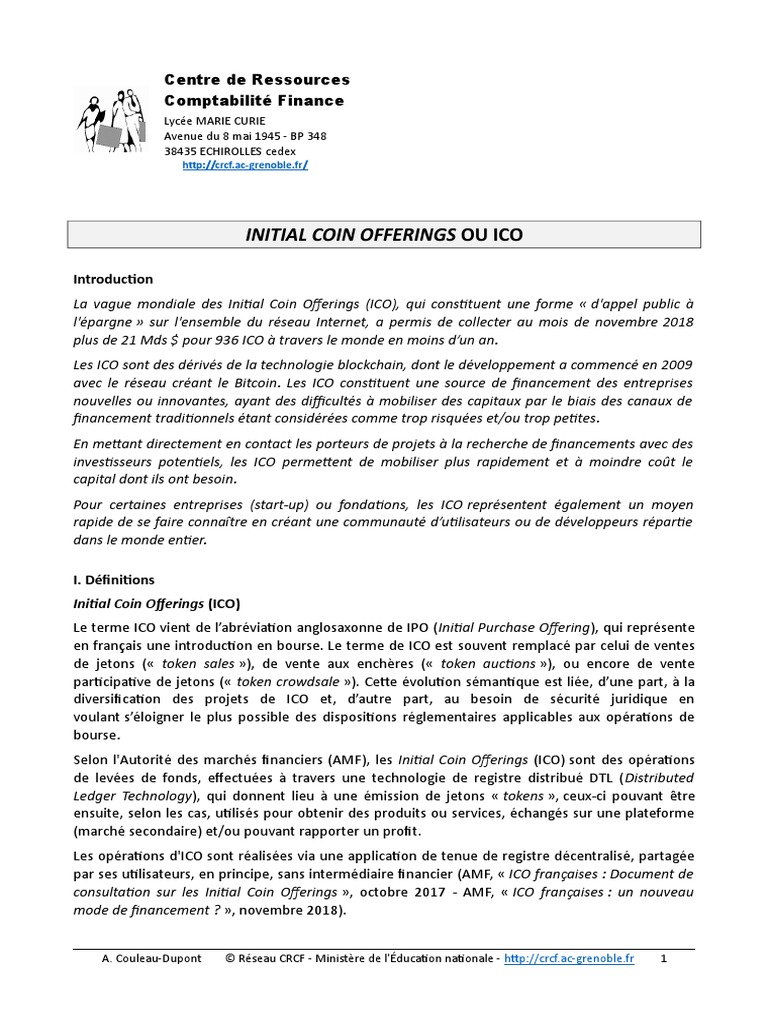 Guide sur les Initial Coin Offerings (ICO) | PDF | Bitcoin | Comptabilité