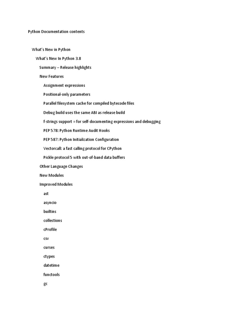 Python Documentation Contents | PDF | Parameter (Computer Programming ...