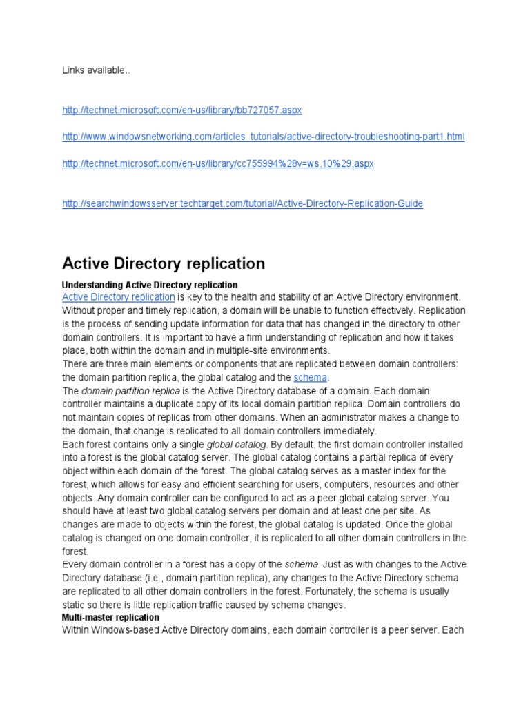Active Directory Replication Explained | PDF | Active Directory | Port ...