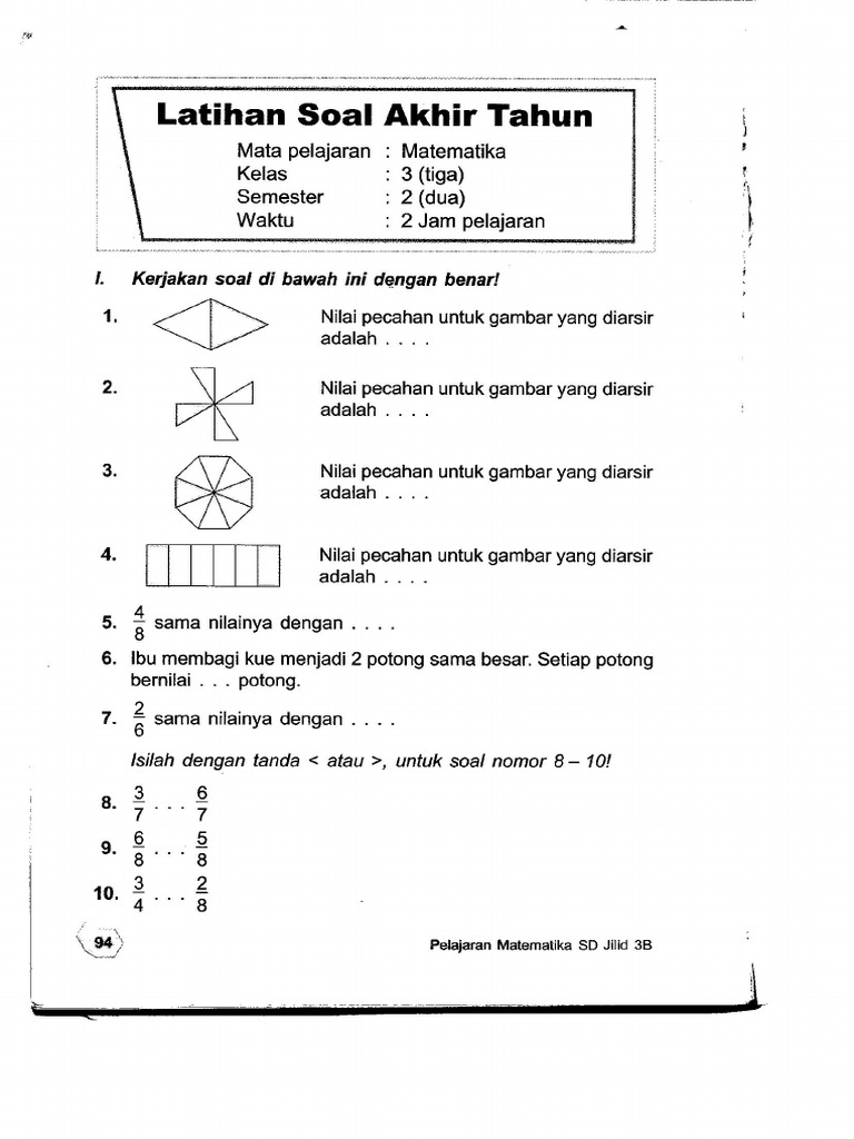 Soal Matematika Kelas 3sd Pdf