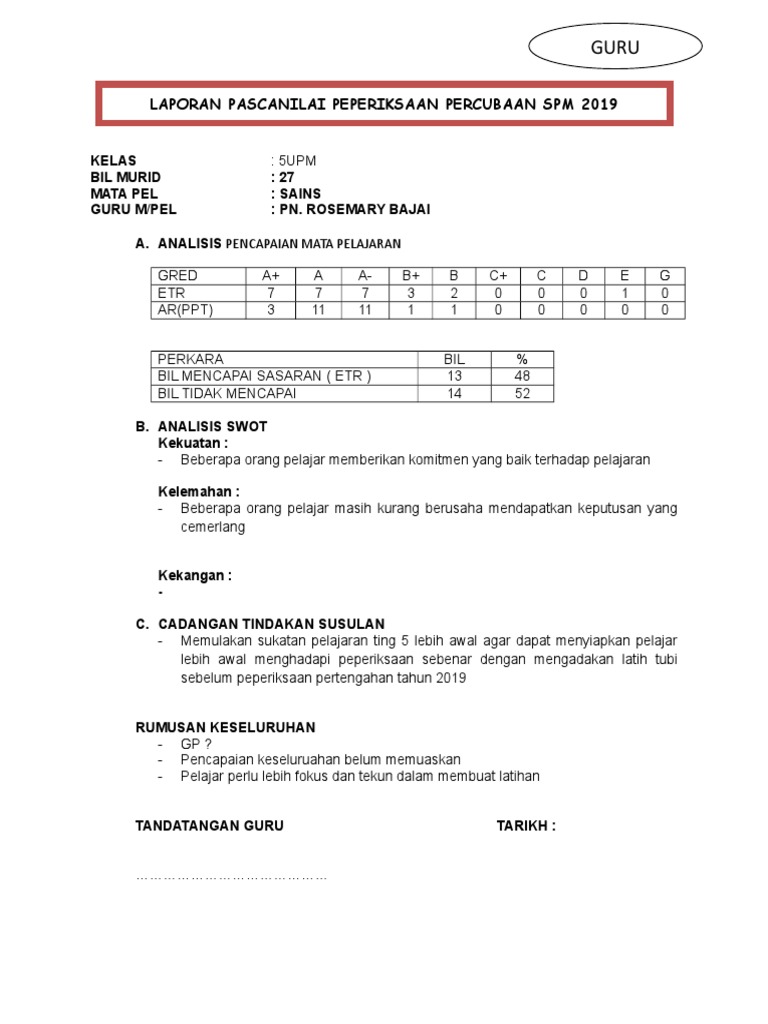 Contoh Format Laporan Pasca Nilai 2019 Pdf