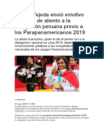 Gladys Tejeda Envió Emotivo Mensaje de Aliento A La Delegación Peruana Previo A Los Parapanamericanos 2019