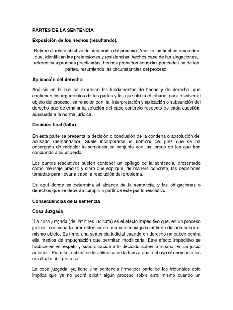Partes de La Sentencia | PDF | Res Judicata | Sentencia (ley)