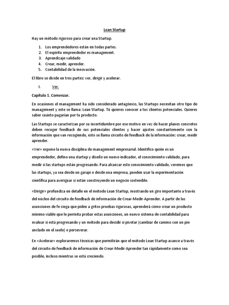 Resumen del Método Lean Startup | PDF | Lean Startup | Empresa de inicio