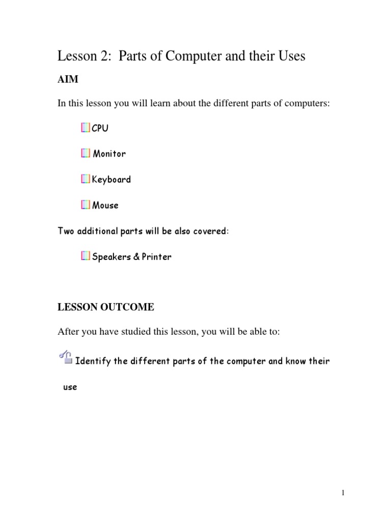Parts of Computer and Functions | PDF | Computer Keyboard | Computer ...