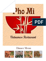 Pho Dinner Menu