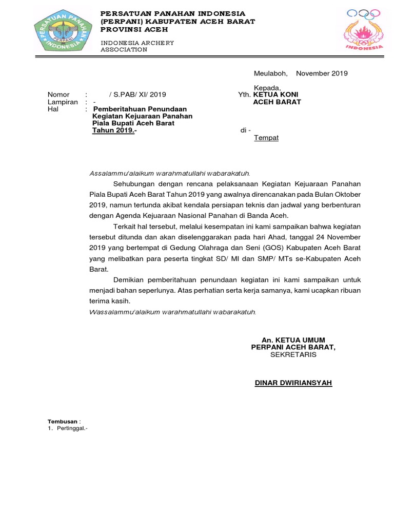 01 Surat Penundaan Kegiatan Lomba Ke Koni