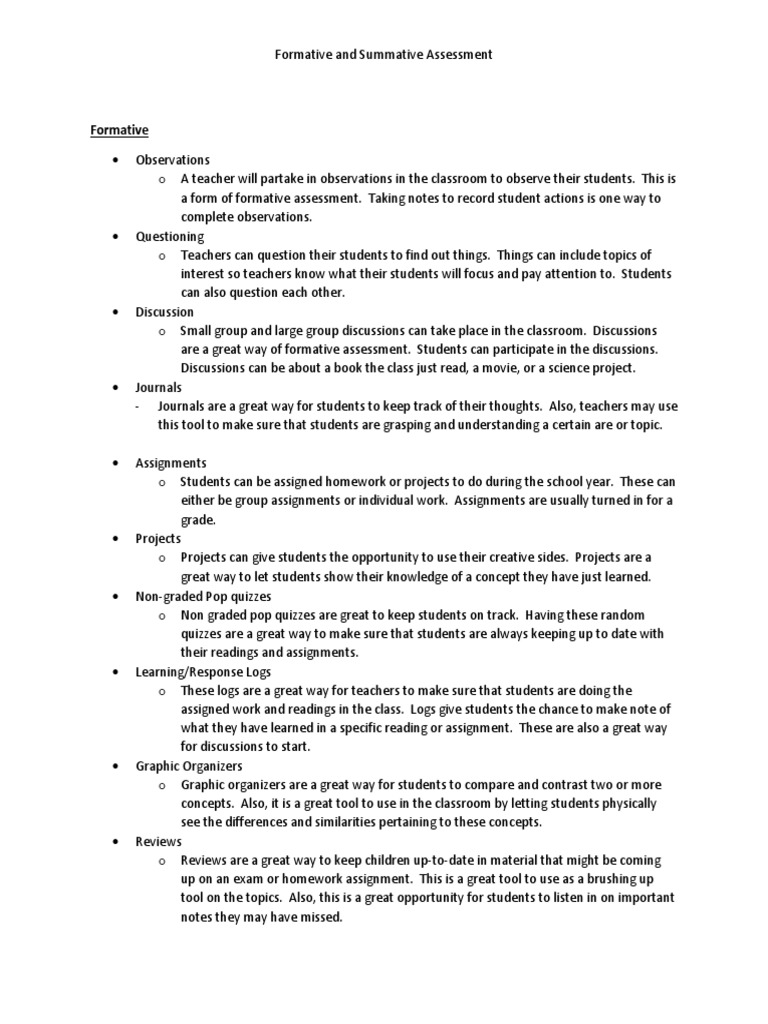 Formative and Summative Assessment | PDF | Homework | Educational ...