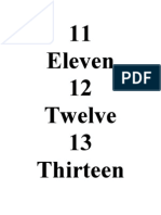 11 Eleven 12 Twelve 13 Thirteen