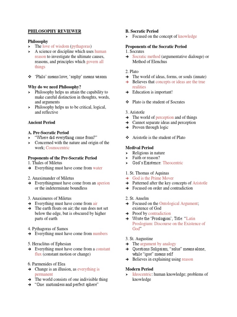 Grade 12 Philosophy Reviewer Guide | PDF | Reason | Epistemology