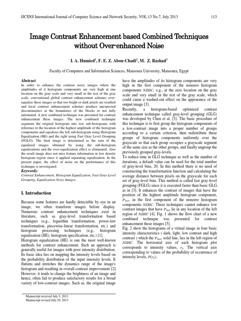 Image Contrast Enhancement Based Combined Techniques Without Over ...