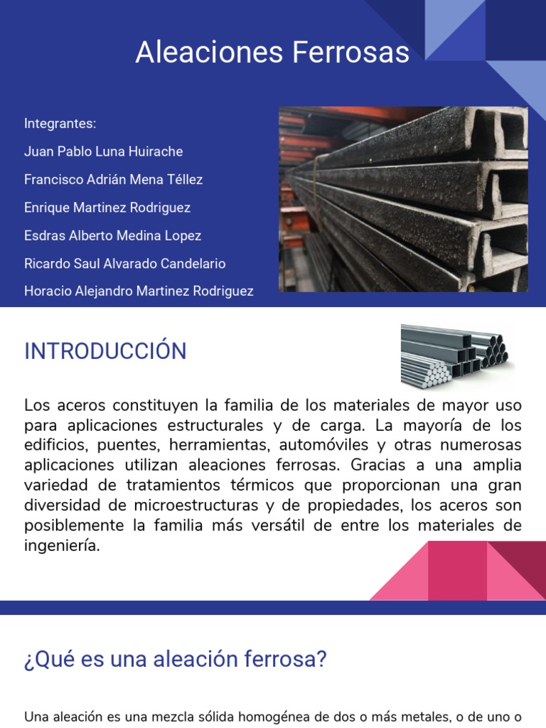 Características y Usos de Aleaciones Ferrosas | PDF | Acero | Hierro