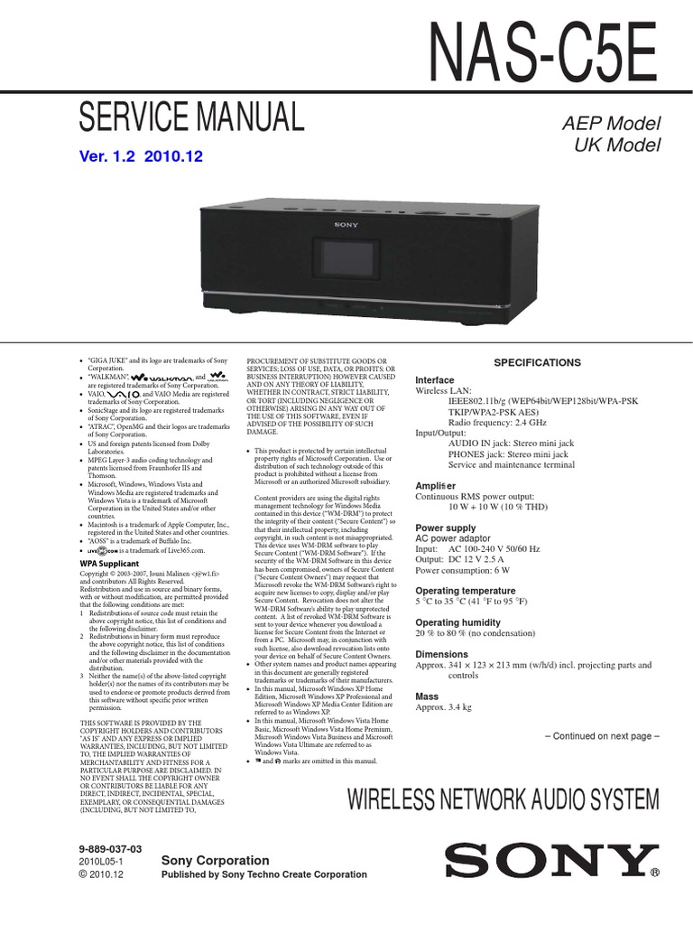Sony Nas C5e V1 2 Mp3 Electrical Engineering