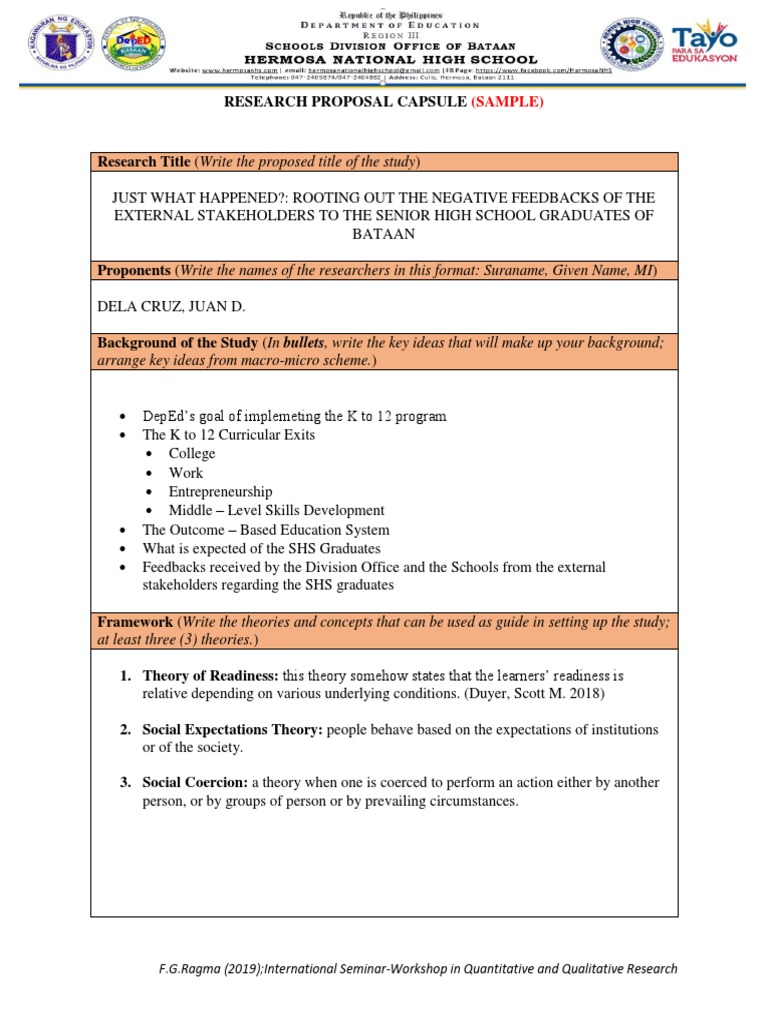 sample of capsule research proposal