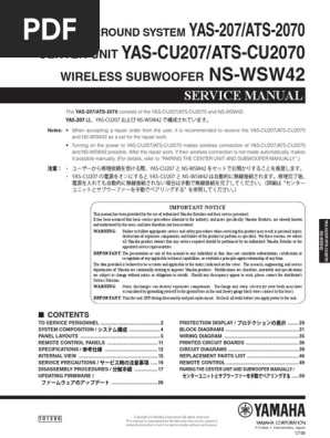 Yamaha Yas-207 - Ats-2070 - Cu207 - Ats-Cu2070 - ns-wsw42 PDF
