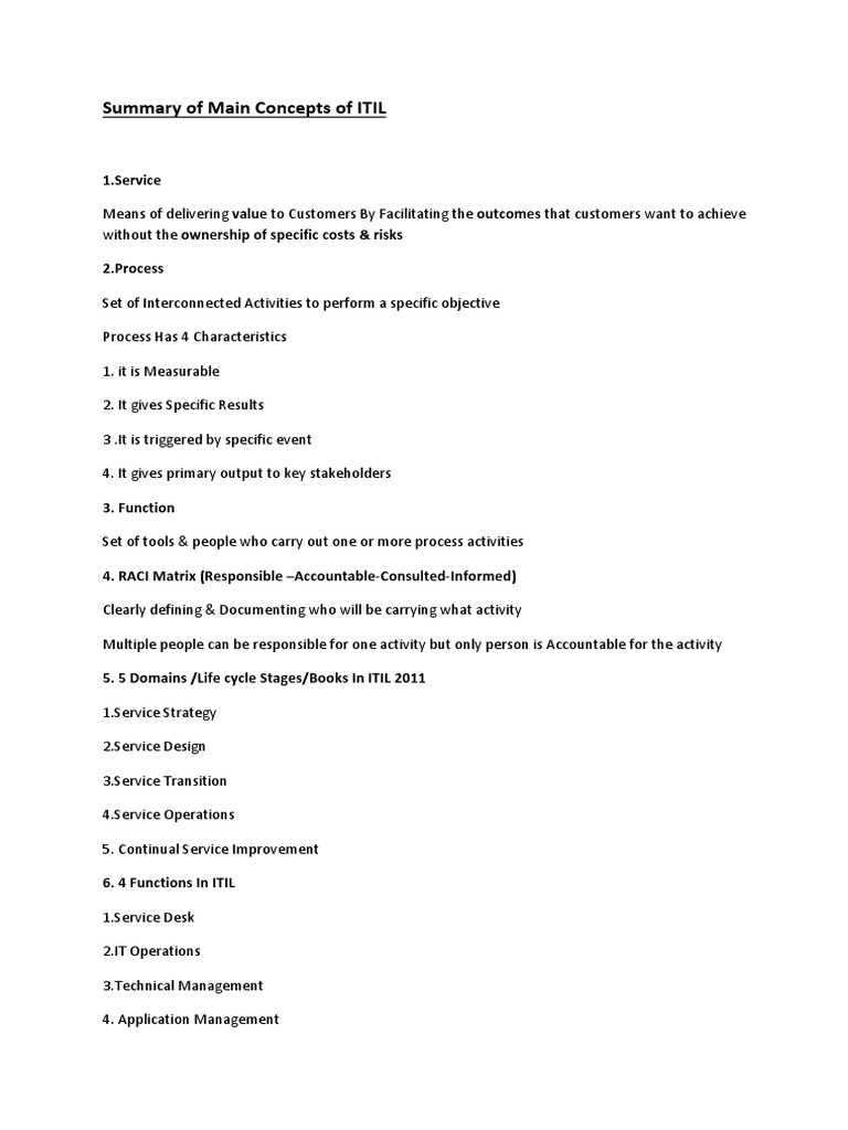 Important Concepts Itil V1 Pdf Itil Service Level Agreement