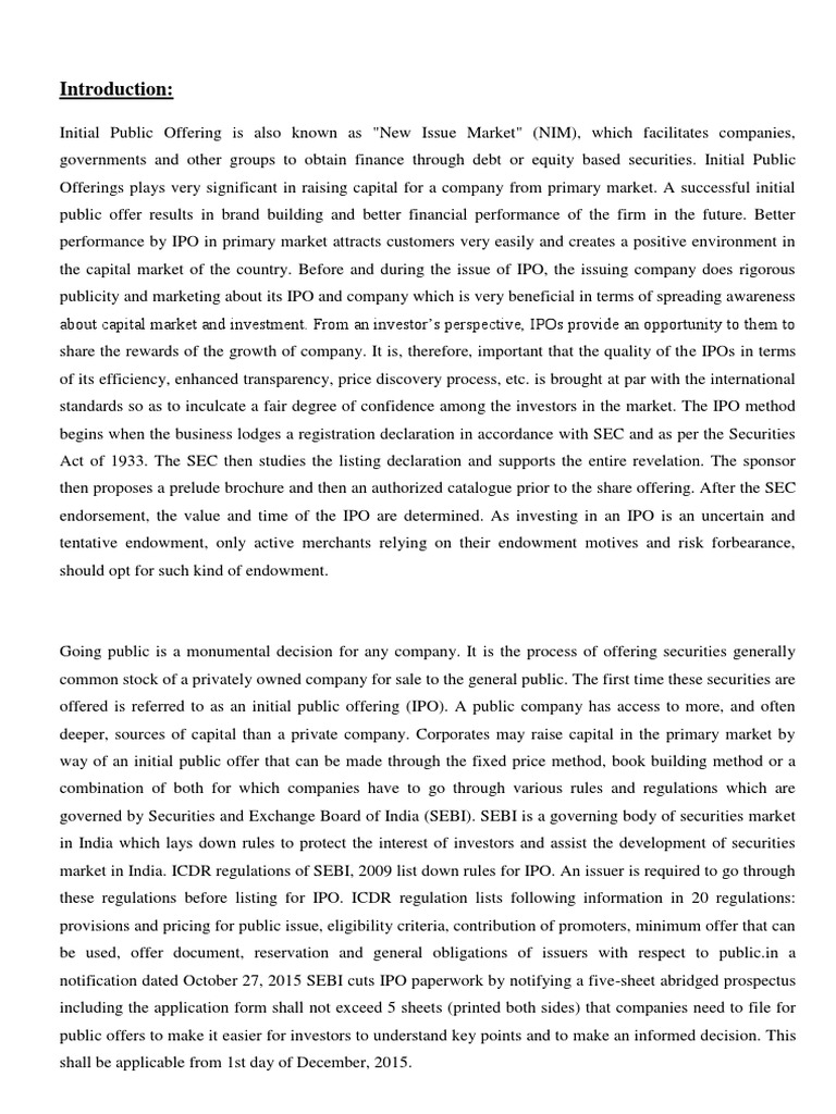 Understanding IPOs in India: Process & Impact | PDF | Initial Public ...