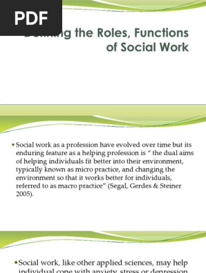 Defining The Roles, Functions Of Social Work | Pdf | Social Work |  Empowerment
