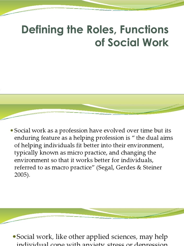 Defining The Roles, Functions Of Social Work | Pdf | Social Work |  Empowerment