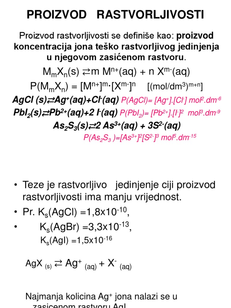 Proizvod Rastvorljivosti | PDF