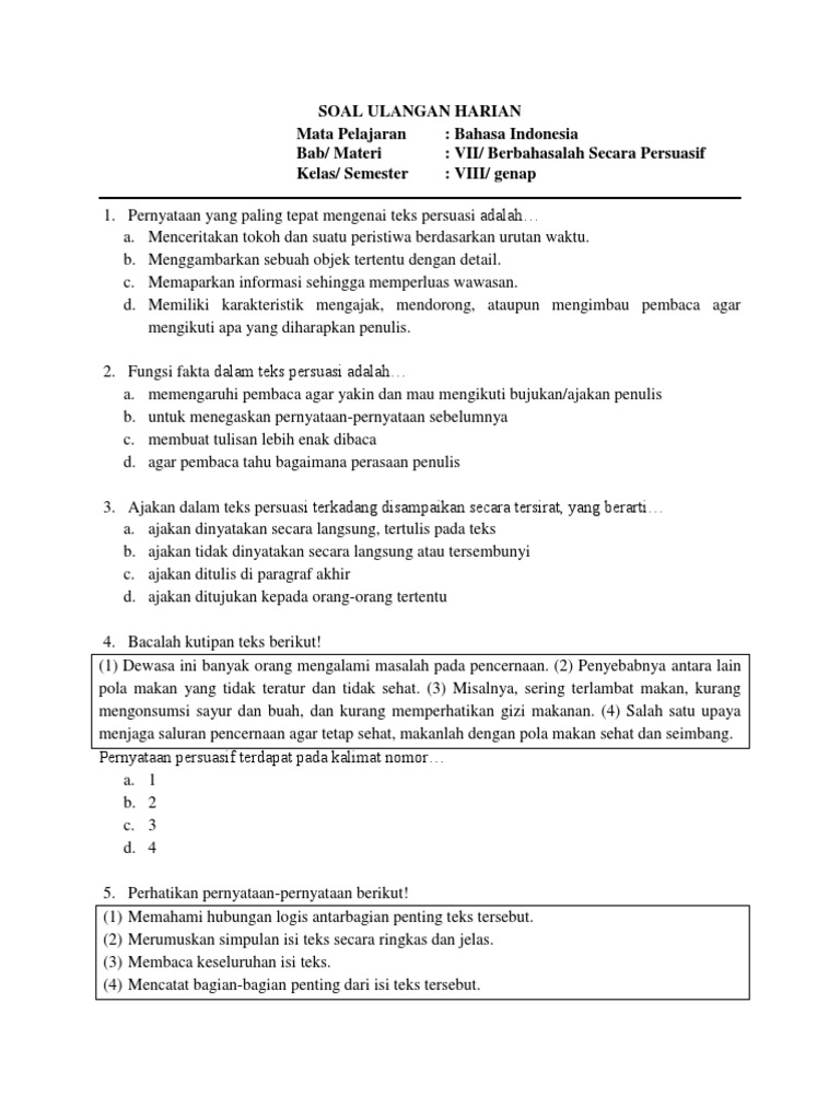 Soal Teks Persuasi