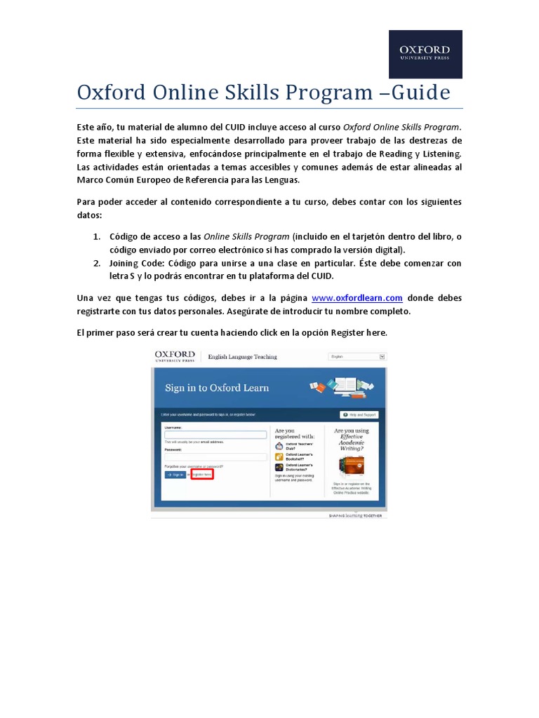 Guía del Programa de Habilidades Online Oxford | PDF | Software ...